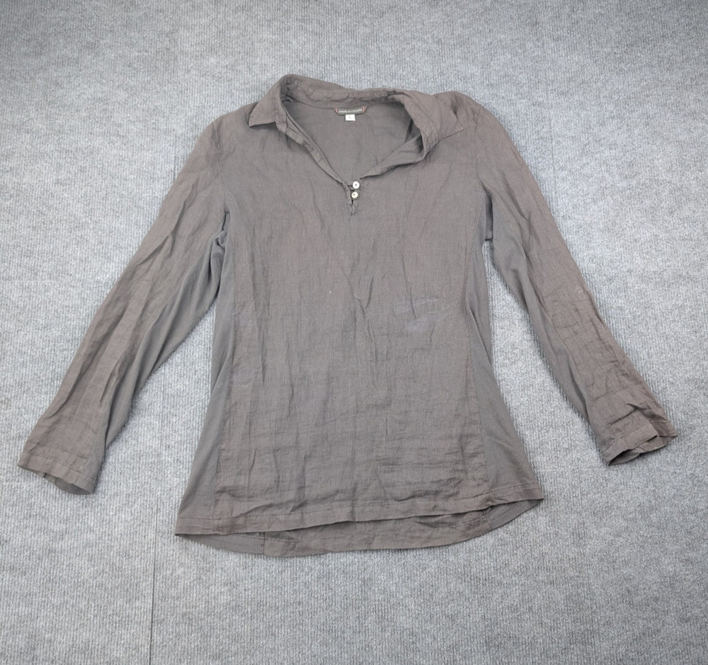 American Colors Shirt Womens Large Woven Cotton Lagenlook Coastal Minimal Boho